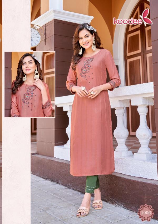 Koodee Naveli Vol 1 Rayon Fancy Kurti With Bottom Colletion